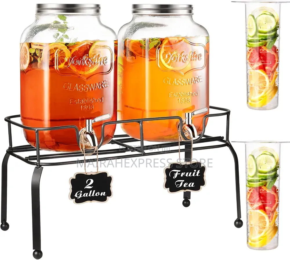 2pcs Glass Juice Dispenser With Stand (8L 16L)