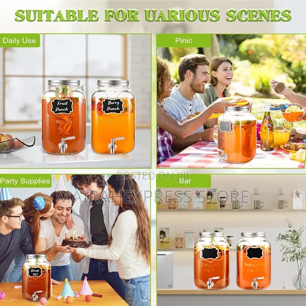 2pcs Glass Juice Dispenser With Stand (8L 16L)
