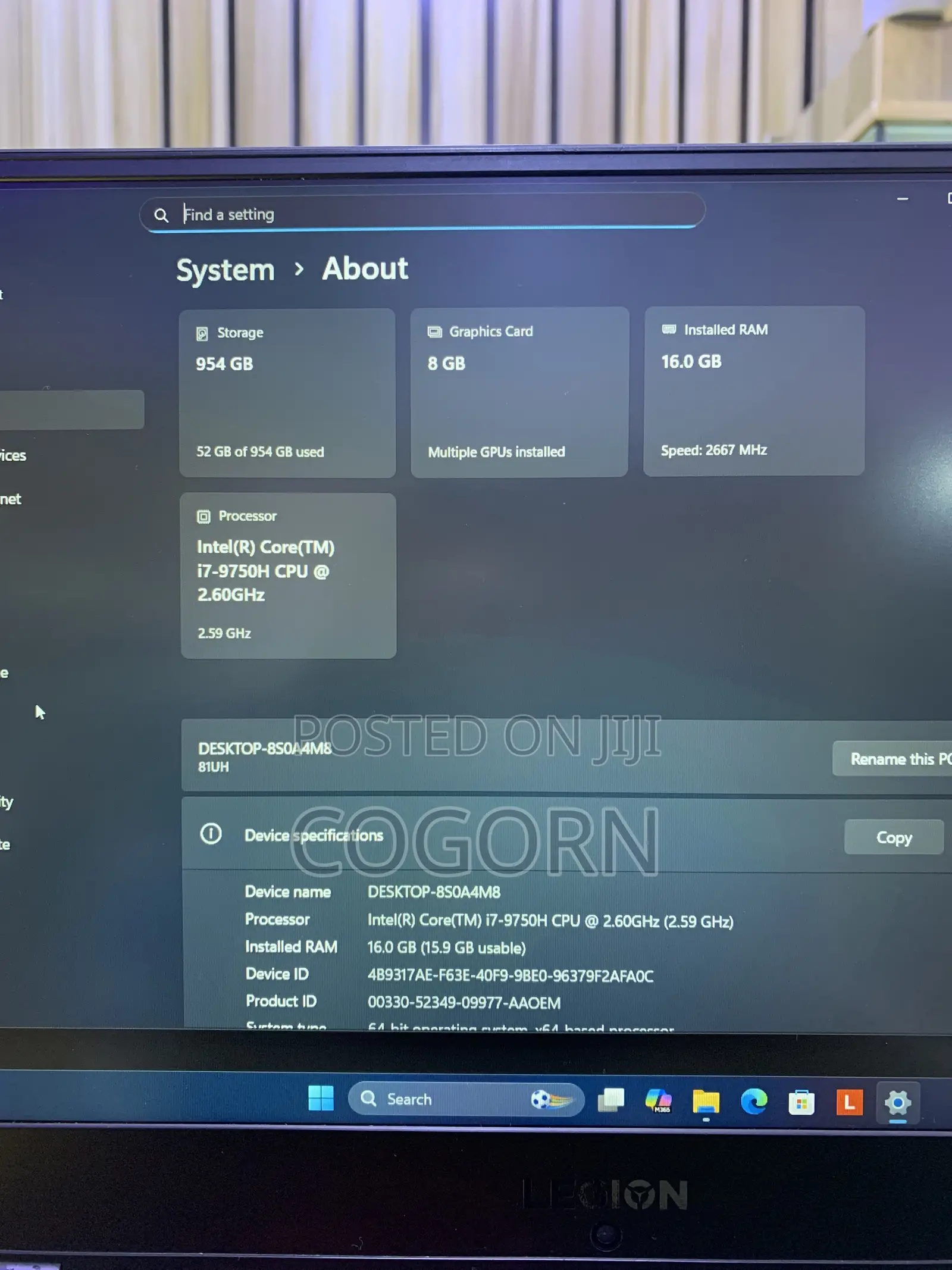Laptop Lenovo Legion Y545 16GB Intel Core i7 SSD 1T