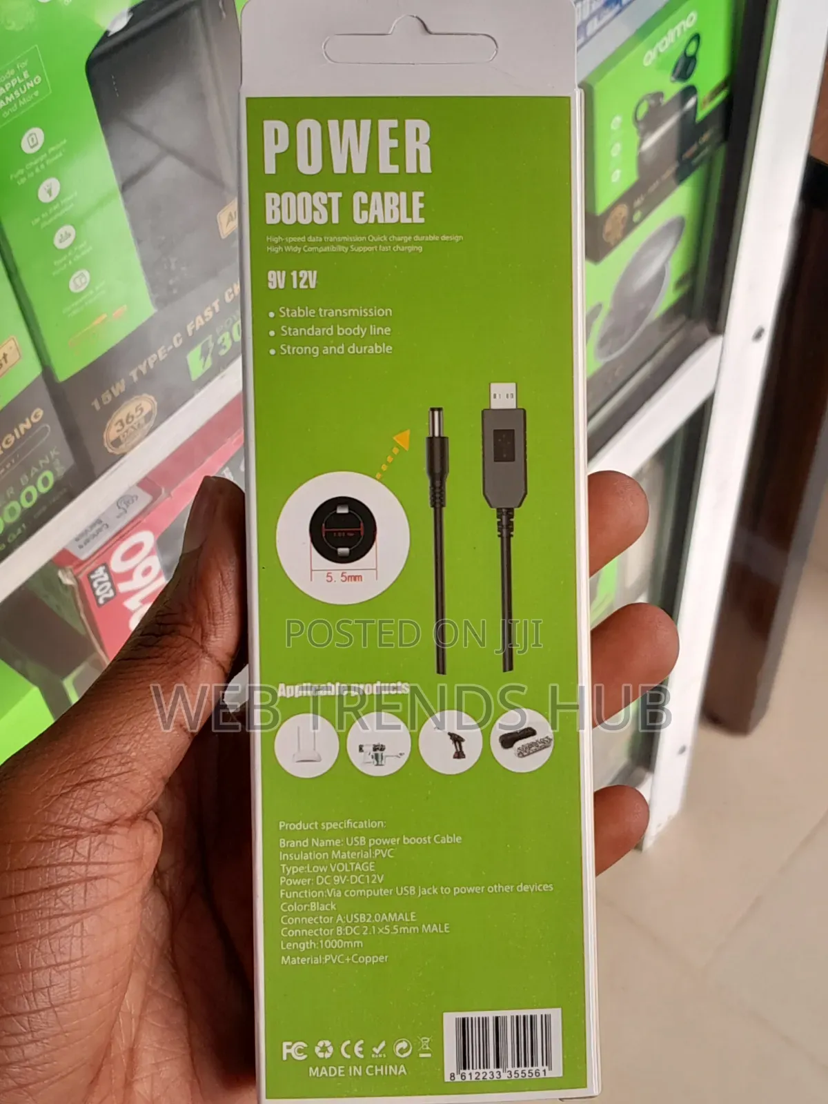MTN FIBREX Power Boost USB-A to DC 5.5mm Router Cable 9v/12v 1A Output