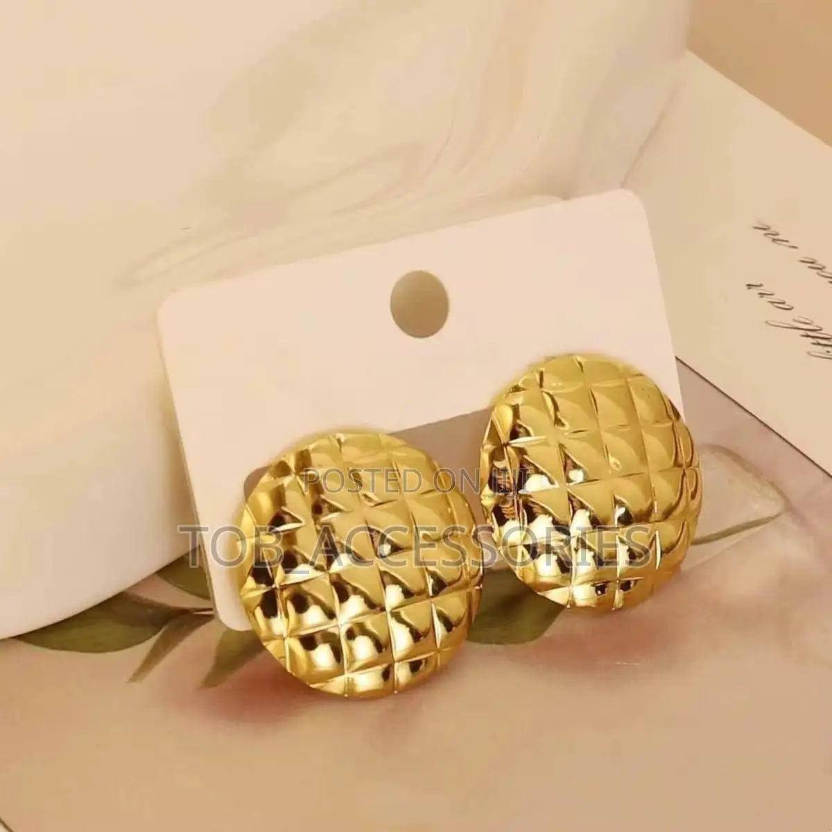 Elegant Gold-Tone Stainless Steel Stud Earrings