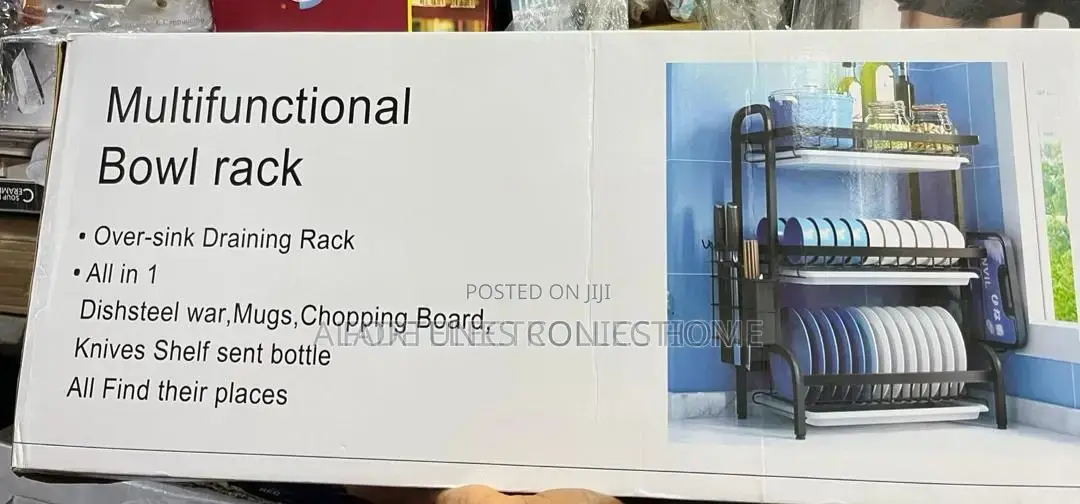 Multifunctional 3-Tier Black Stainless Steel Dish Rack - High Quality.