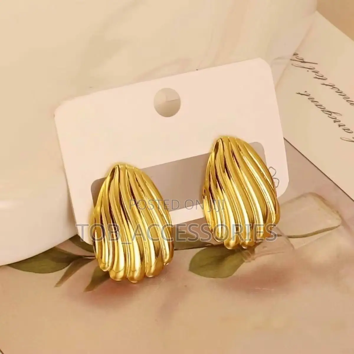 Elegant Gold-Tone Stainless Steel Stud Earrings