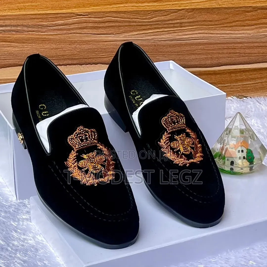 Vibrant Colorways Men's Luxury Crown Embroided Studded Velvet Loafer