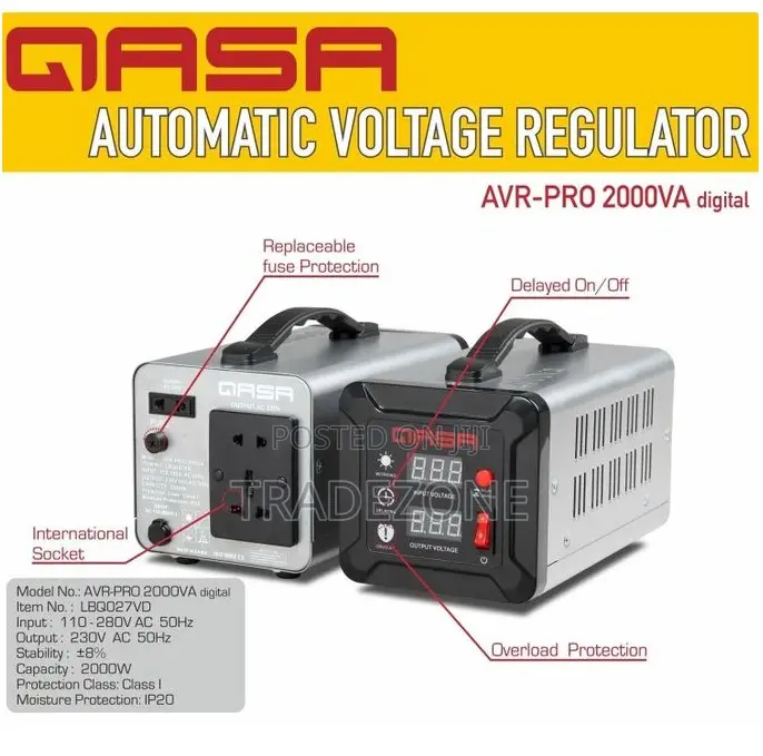 Qasa 2000W AVR-PRO 2000VA Digital Stabilizer