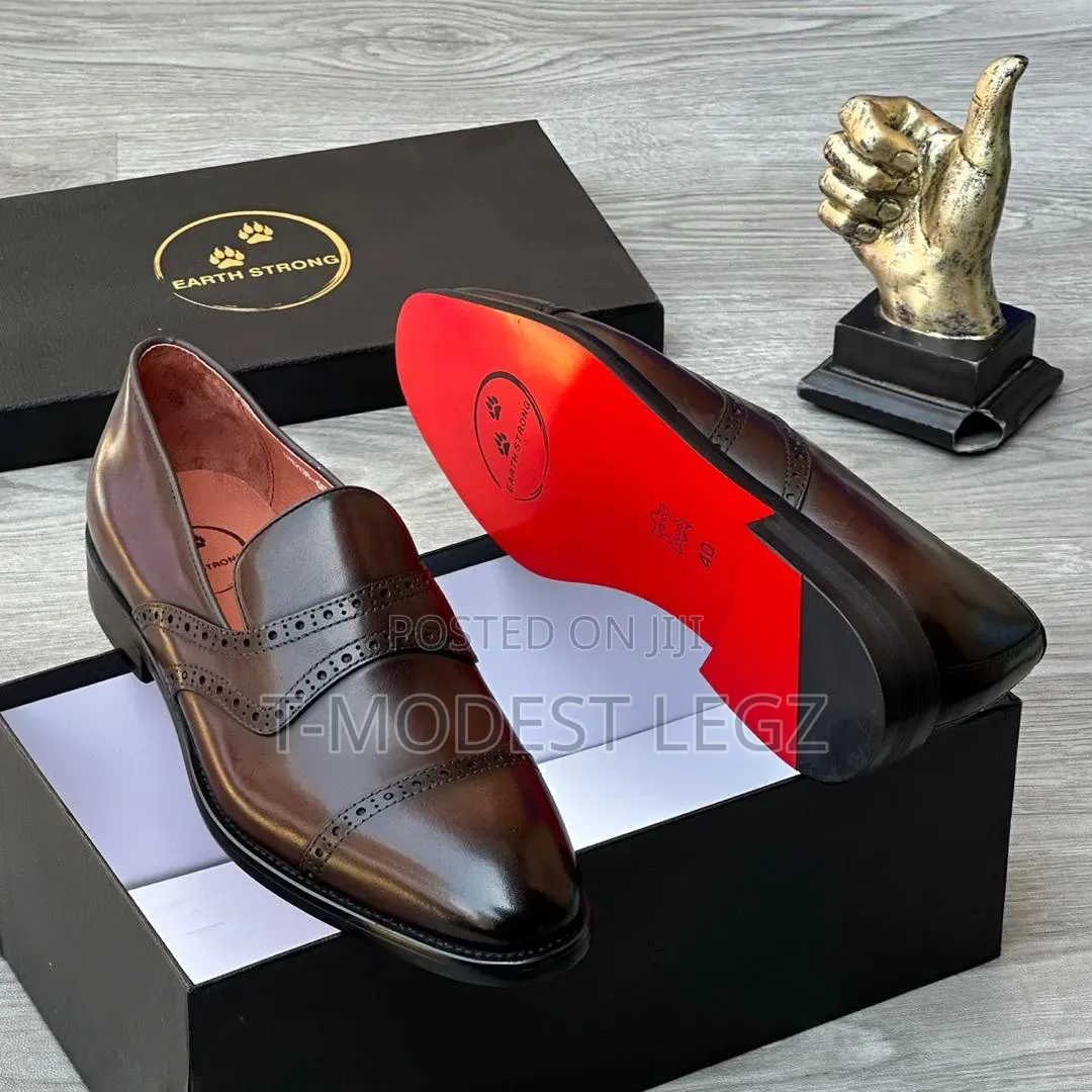 Men's Earth Strong Premium Leather Brogue Loafers With Red Sole