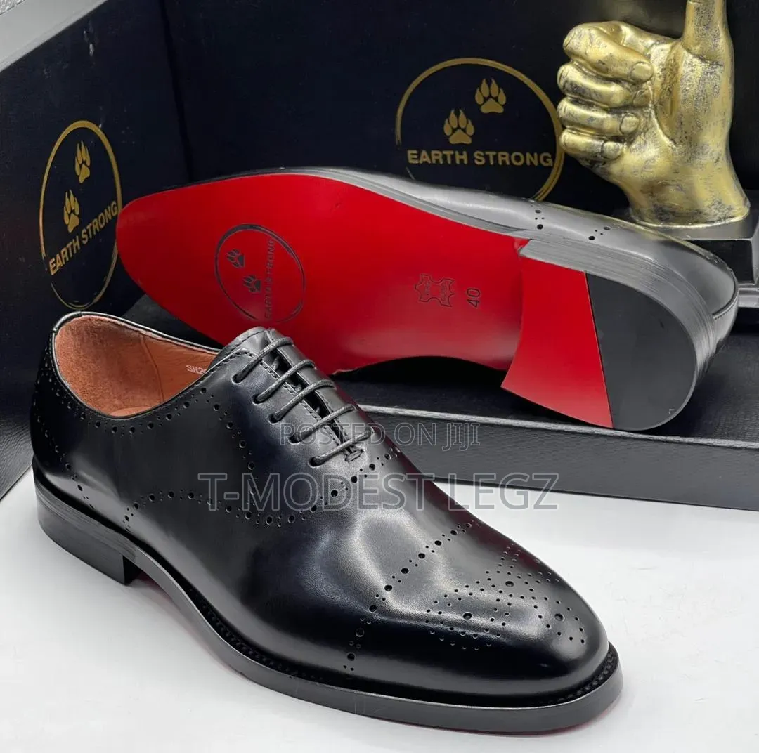 Men's Earth Strong Premium Leather Brogue Oxford Shoes With Red Sole