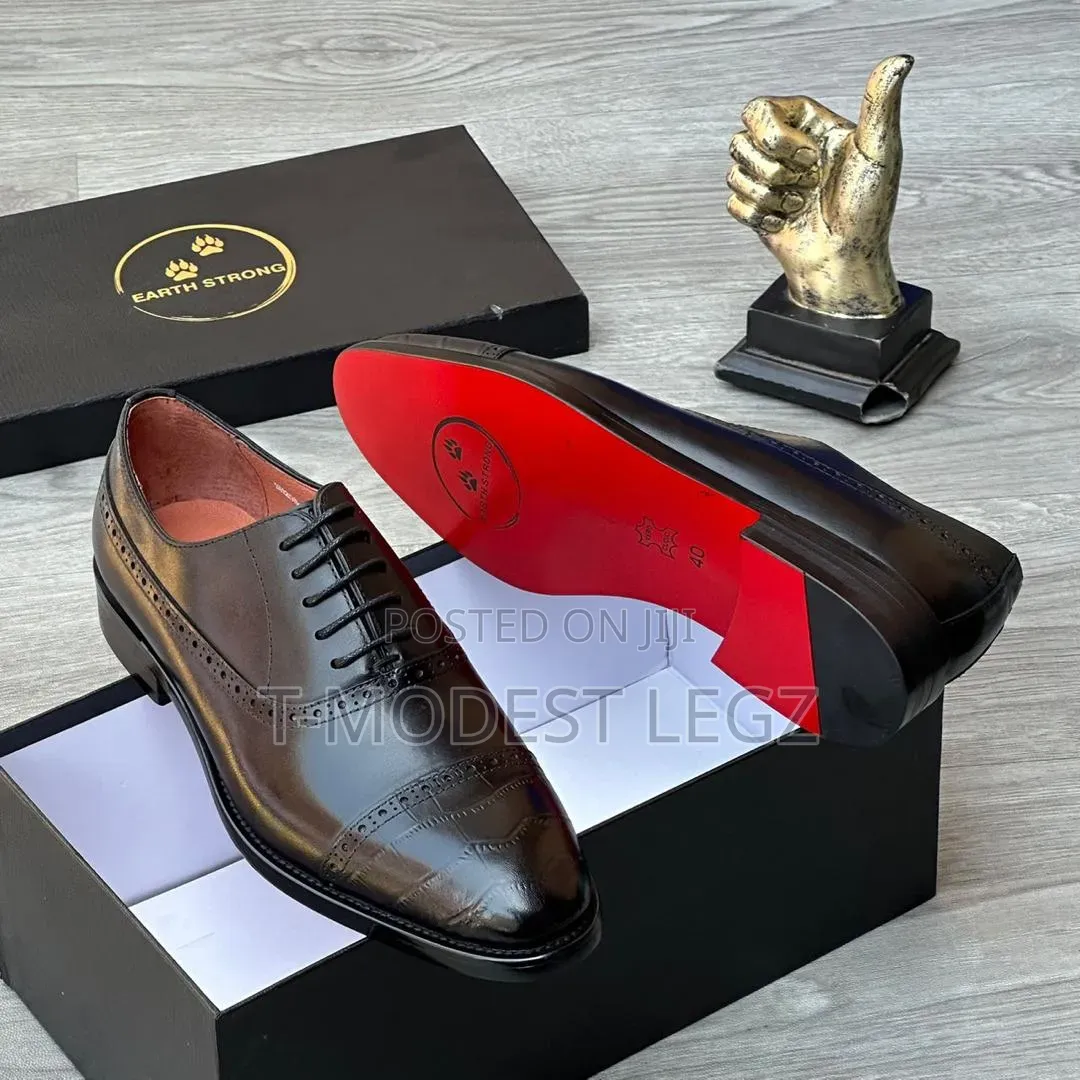 Men's Earth Strong Premium Leather Brogue Oxford Shoes With Red Sole