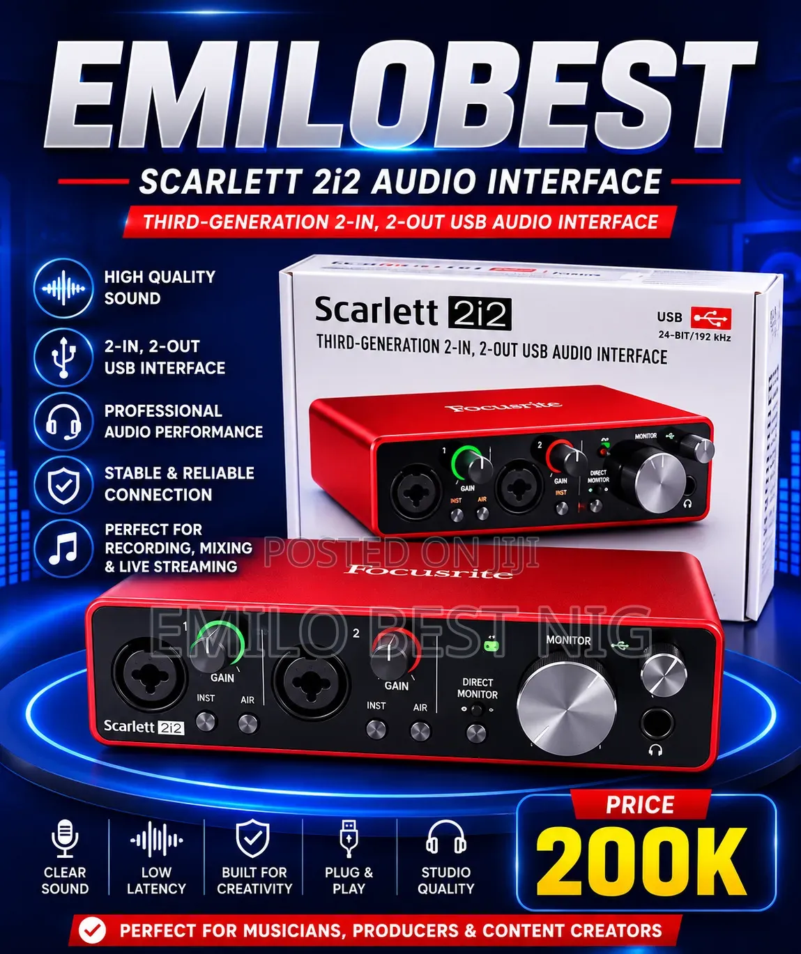 Scarlett 2i2 Audio Interface Focurite Soundscard