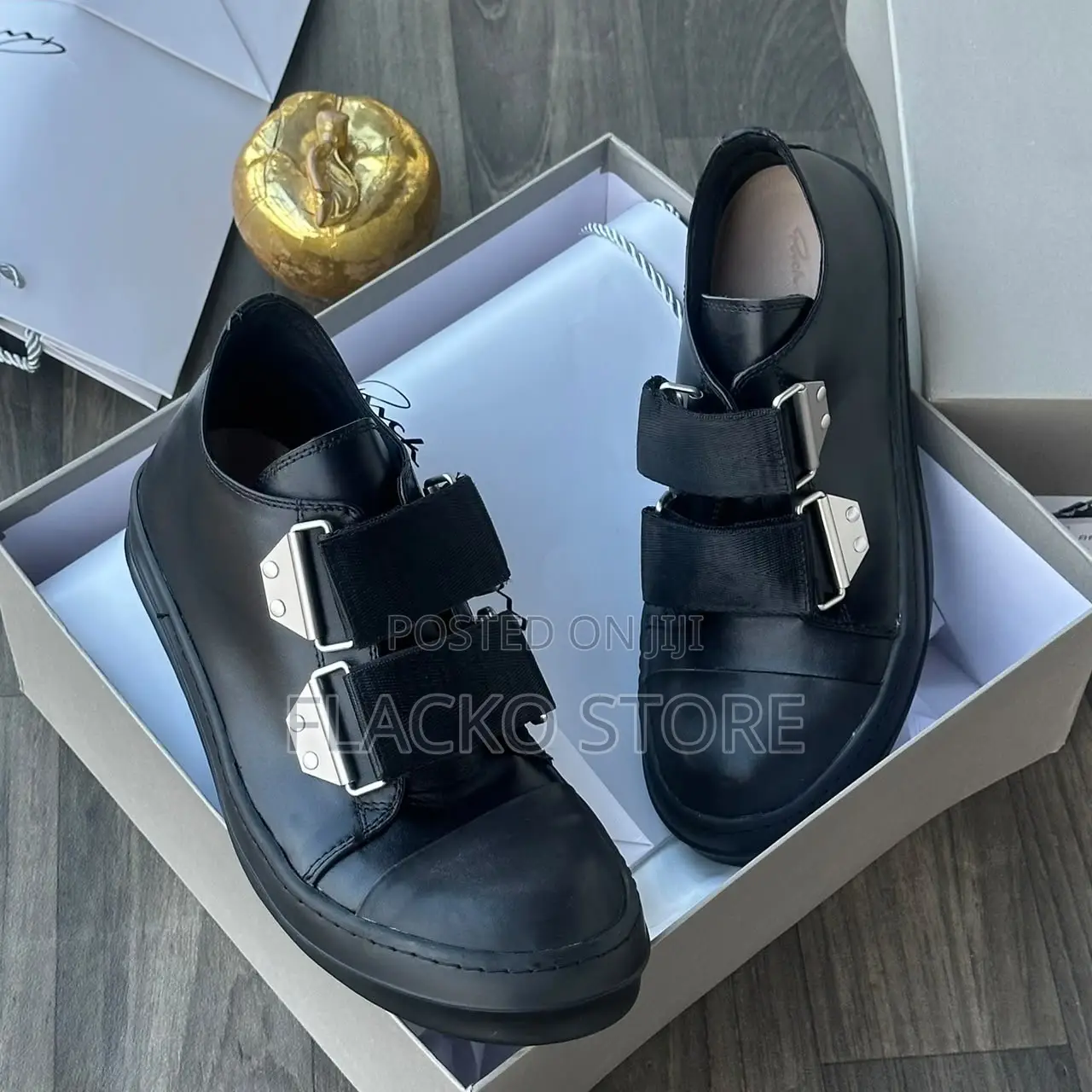 High Quality Rick Owens Strap Leather Sneakers