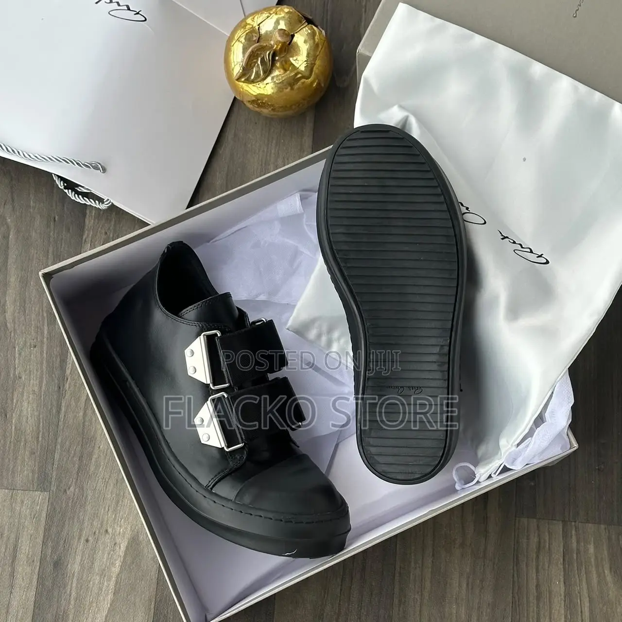 High Quality Rick Owens Strap Leather Sneakers