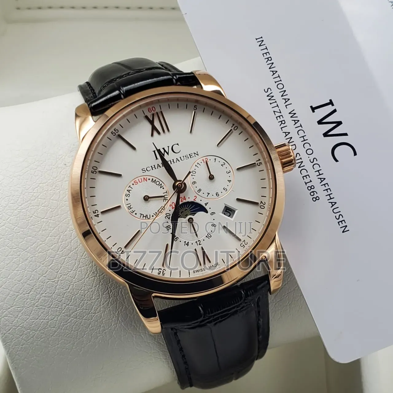 Original Iwc Schaffhausen Men's Leatherwatch 100% Authentic Guaranteed
