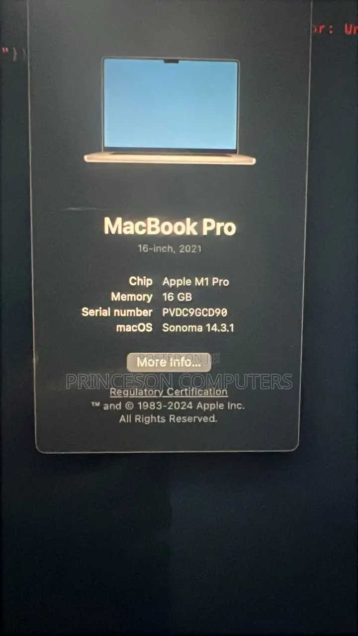 Laptop Apple MacBook Pro 2021 M1 16GB Apple M1 Pro SSD 1T