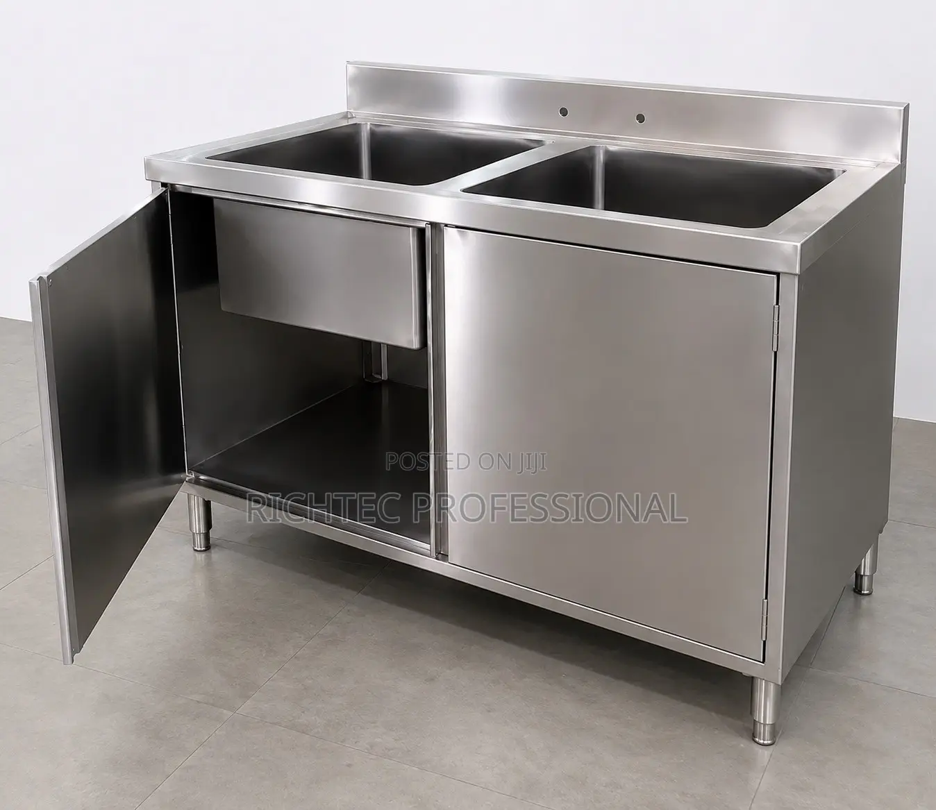 High Quality Stainless Steel Double Basin Sink With Cabinet Storage