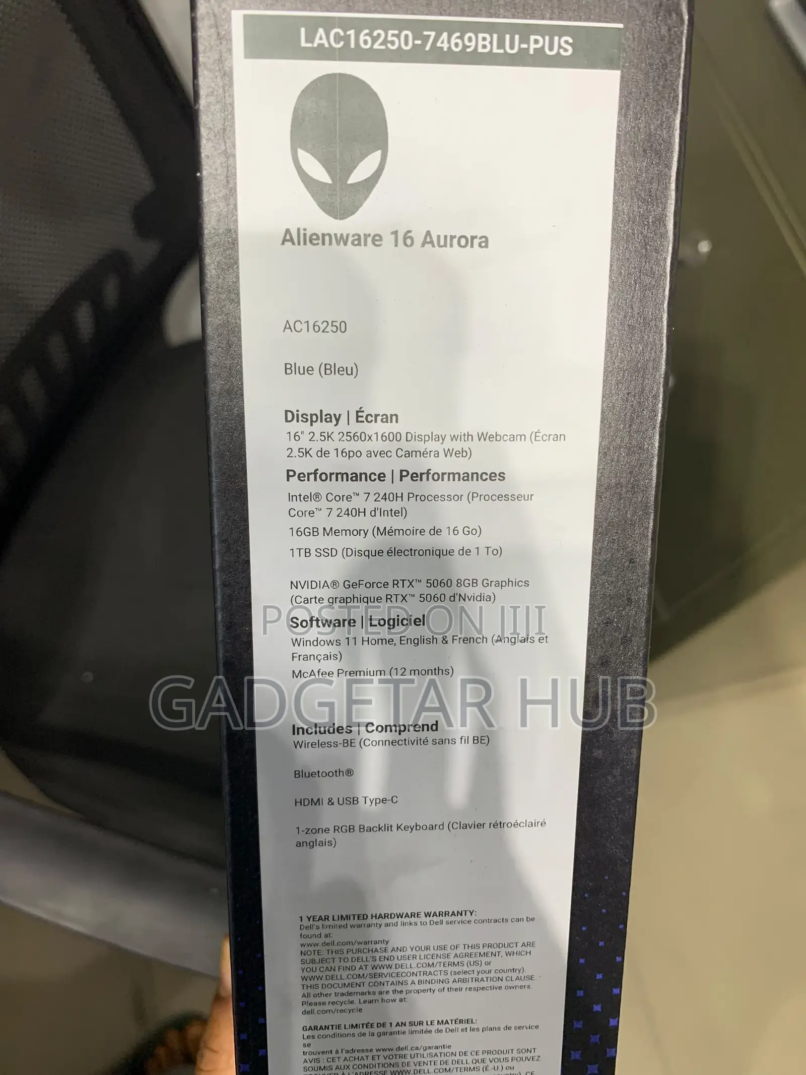 New Laptop Dell 16GB Intel Core 7 SSD 1T