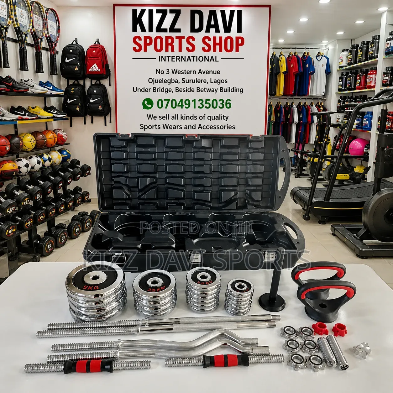 55 Kg Adjustable Dumbbell Barbell Set With Carrying Case