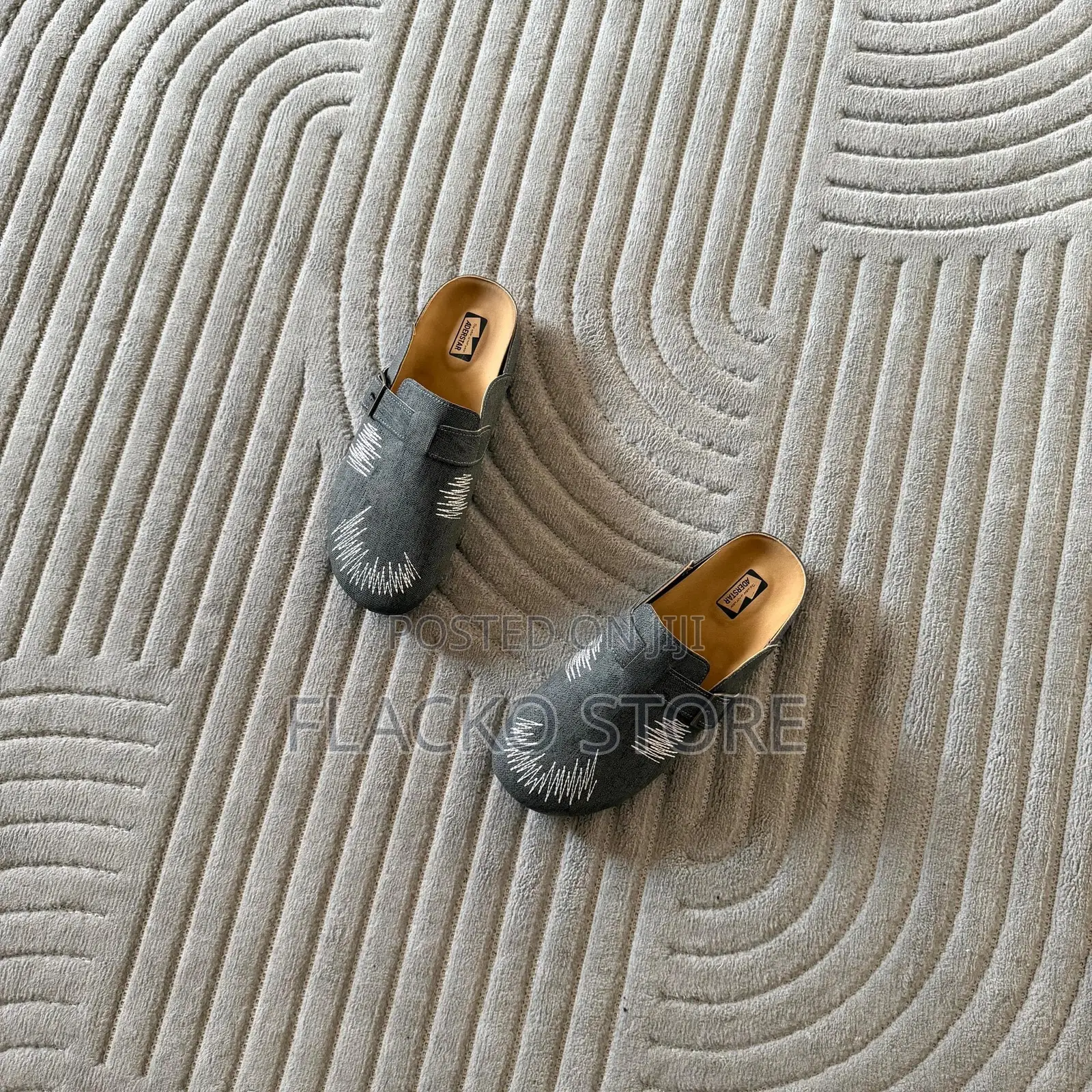 Premium Stictch Denim Birkenstock Style Mules