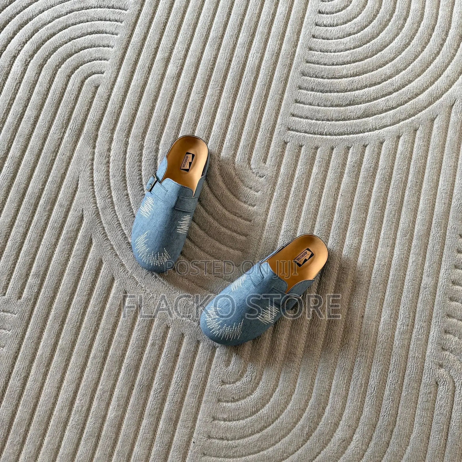 Premium Stictch Denim Birkenstock Style Mules