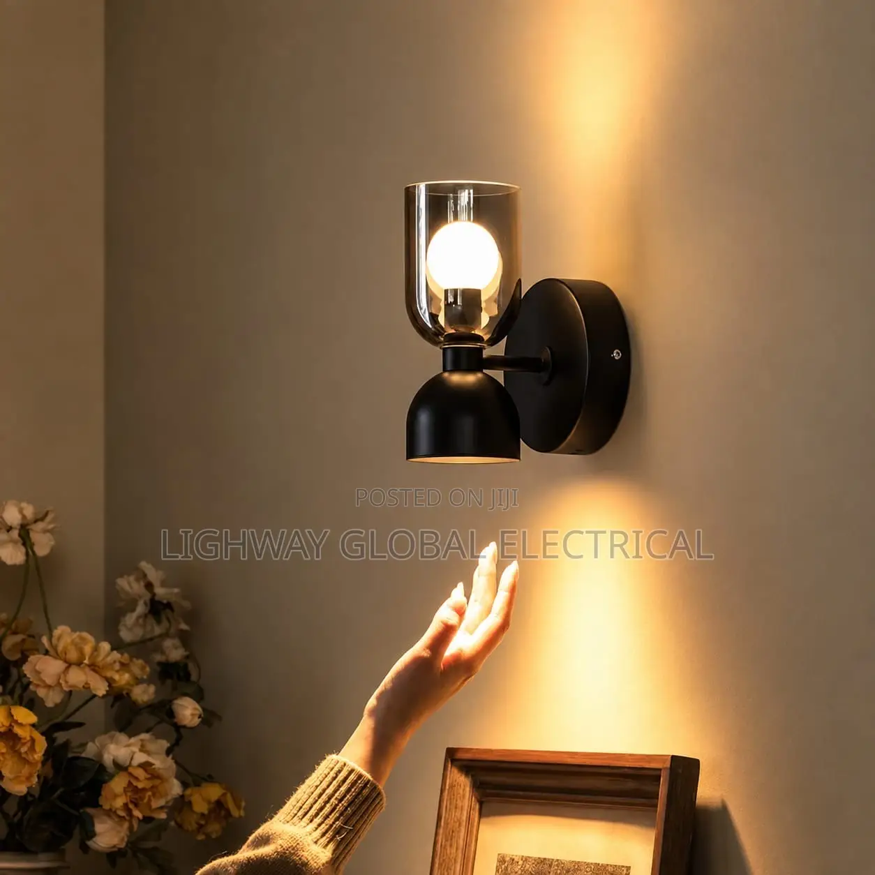 Modern Glass Black Wrought Iron Smoke Gray Wall Light
