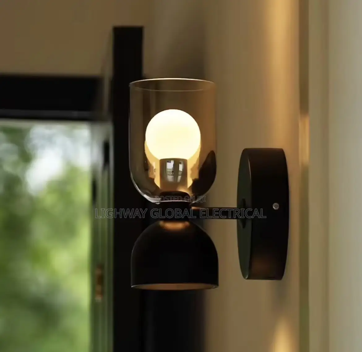 Modern Glass Black Wrought Iron Smoke Gray Wall Light