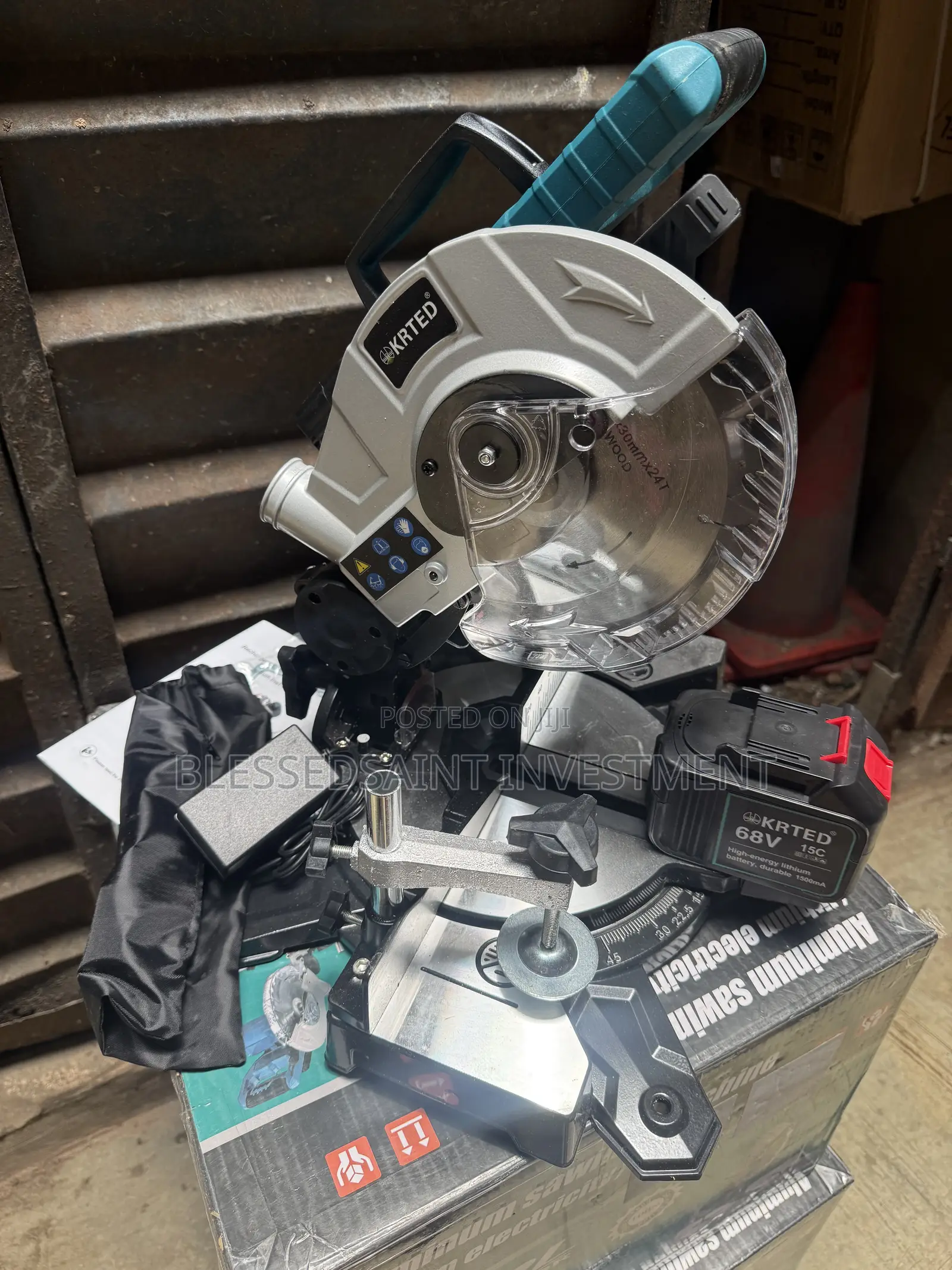 KRTED Cordless Miter Saw With Battery and Charger 210mm