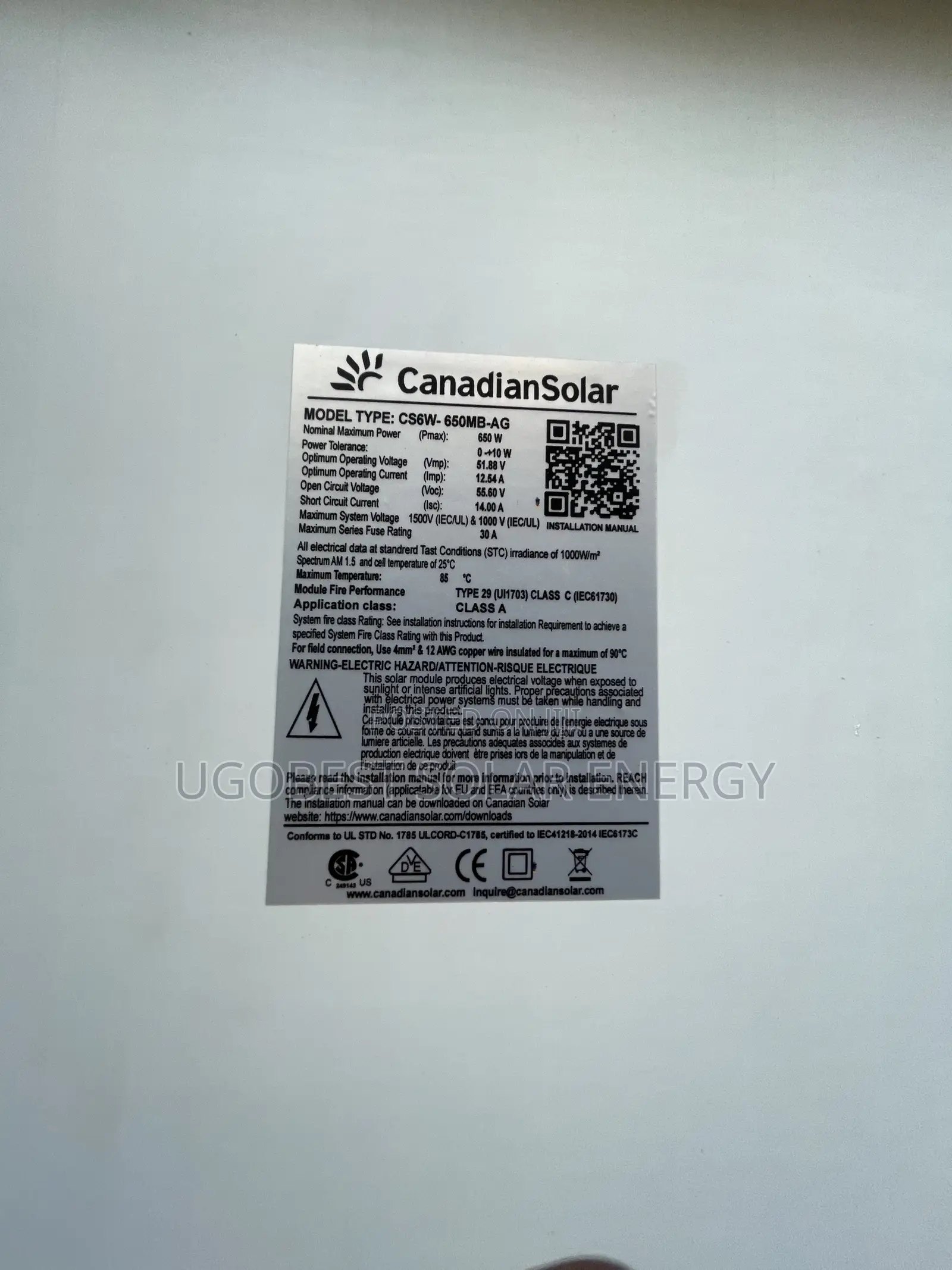 650watt 144cells Canadian Solar Panel