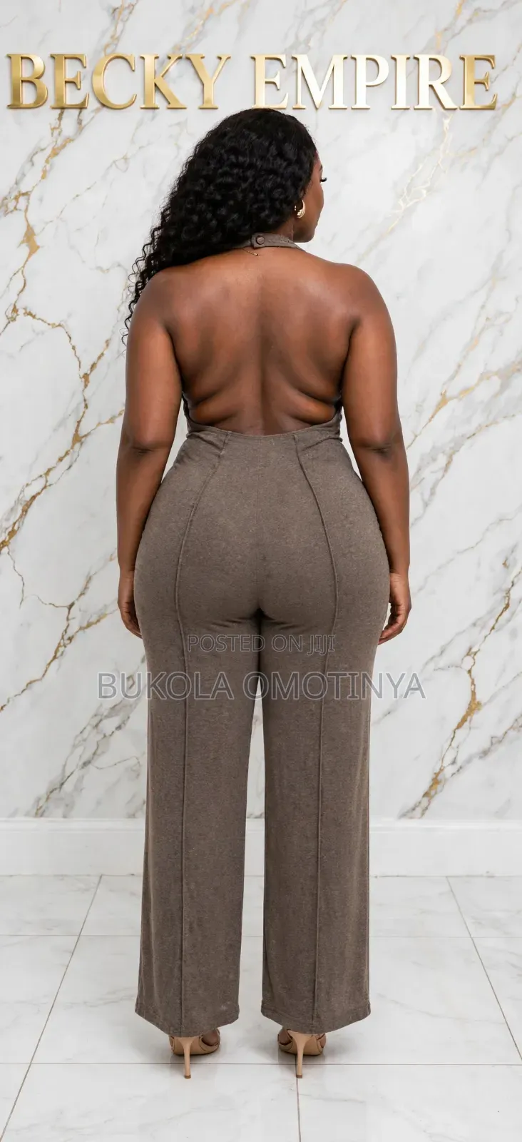 Halter Deep v Wide Leg Jumpsuit
