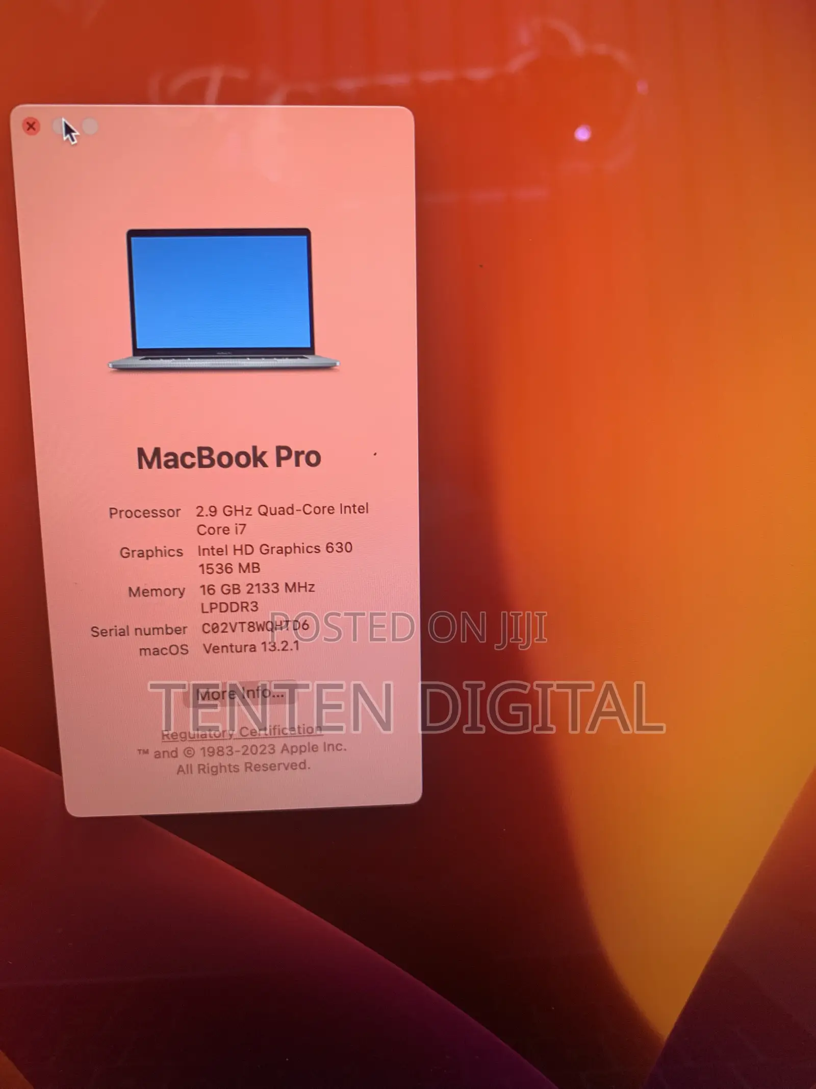 Laptop Apple MacBook Pro 2017 16GB Intel Core i7 SSD 512GB