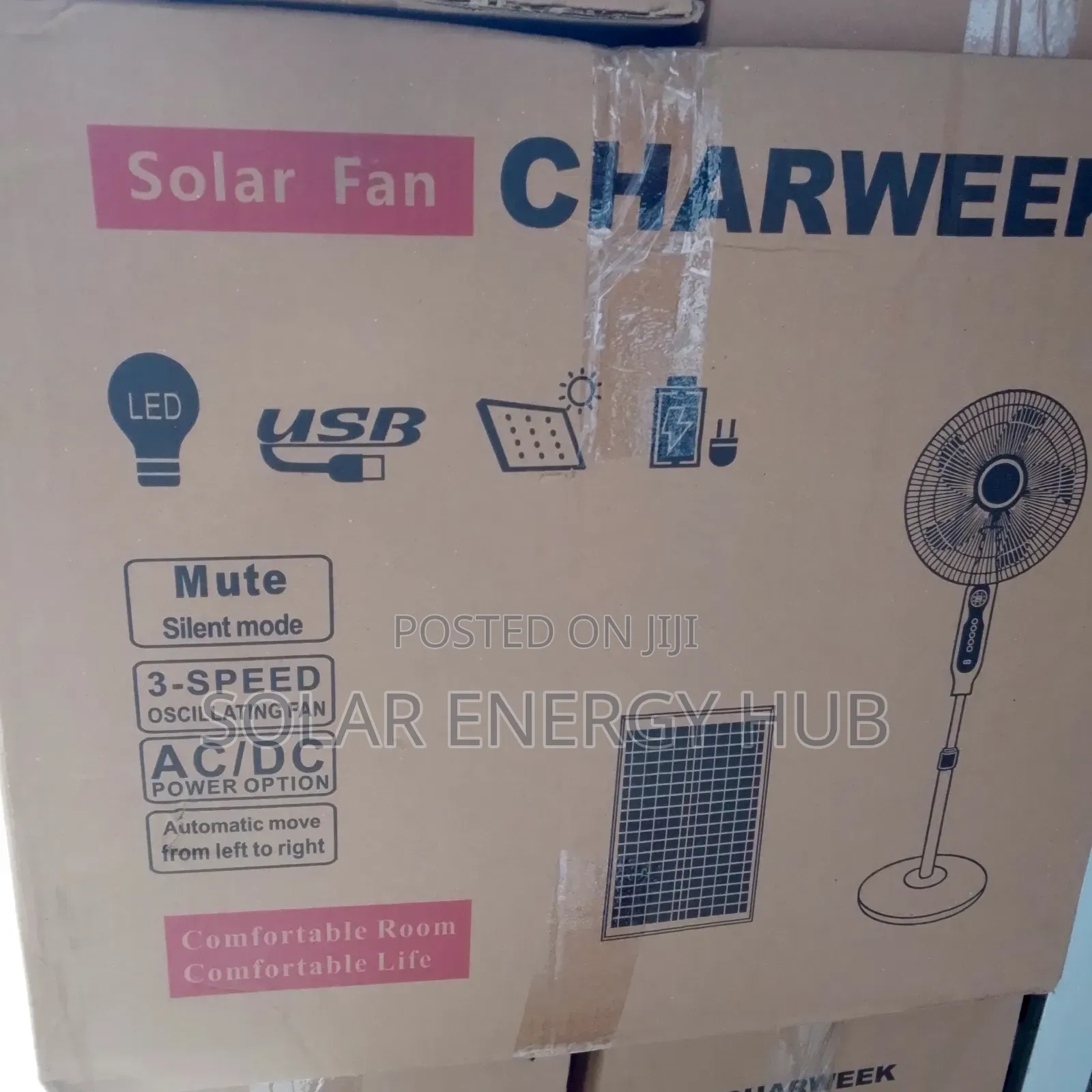 16inch Rechargeable Solar Fan Charweek