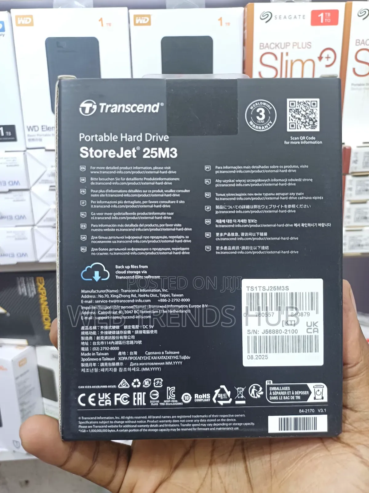 Brand New Transcend StoreJet 25M3 1TB External Hard Drive - USB 3.1