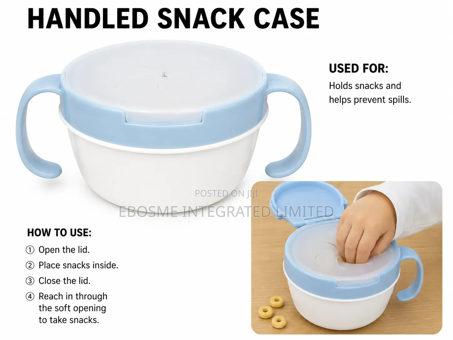 Kids Handled Spill-Resistant Snack Case With Lid