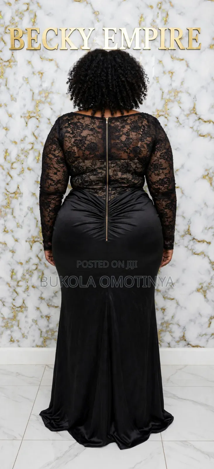 Size 16 Black Lace Corset Satin Maxi Gown - Luxury Party Dress -