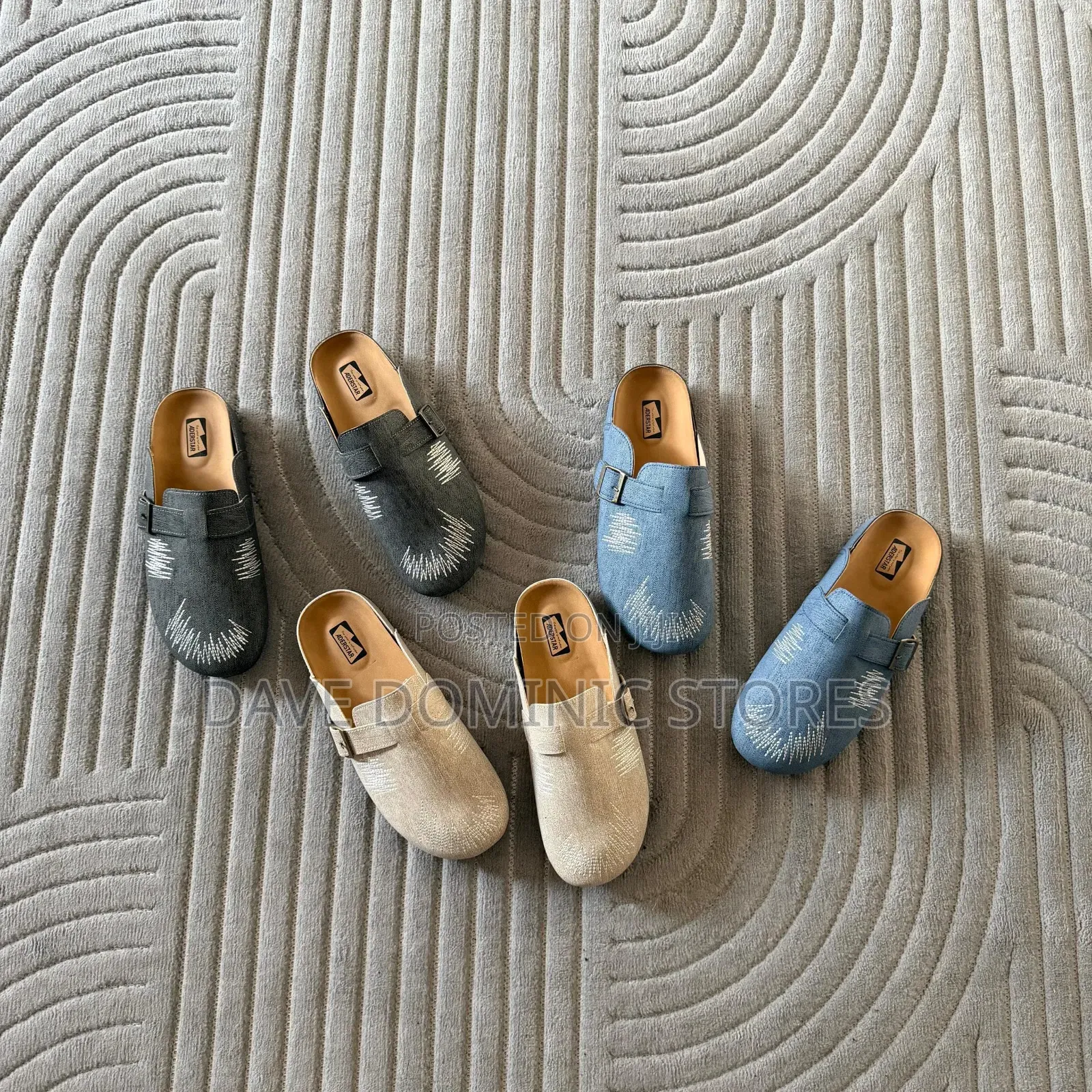 Stitched Denim Birkenstock Style Mules/Clogs in 3 Colors