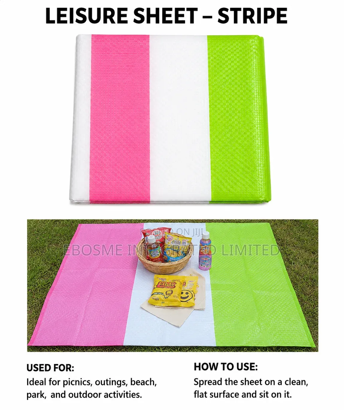 Striped Leisure Picnic Mat 90 × 140cm