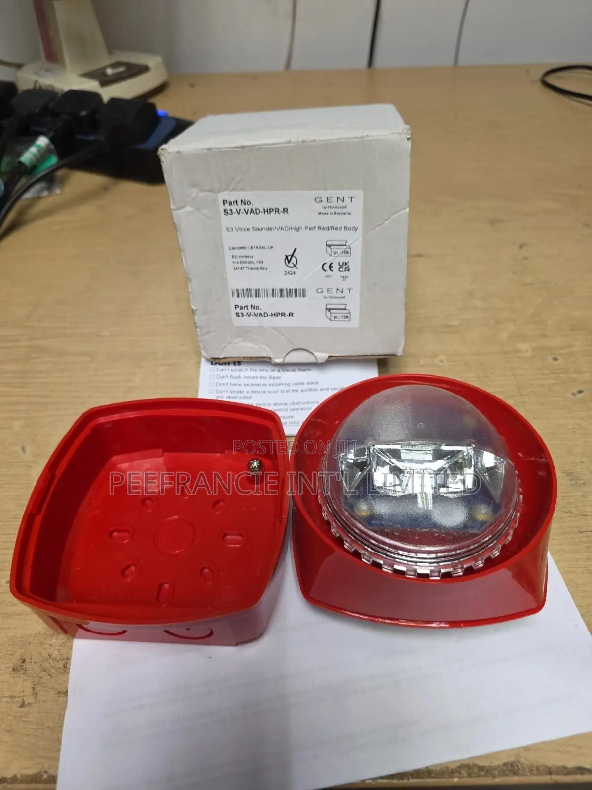 Gent S3-Vad-HPR-R Addressable Sounder/Flasher With Red Body
