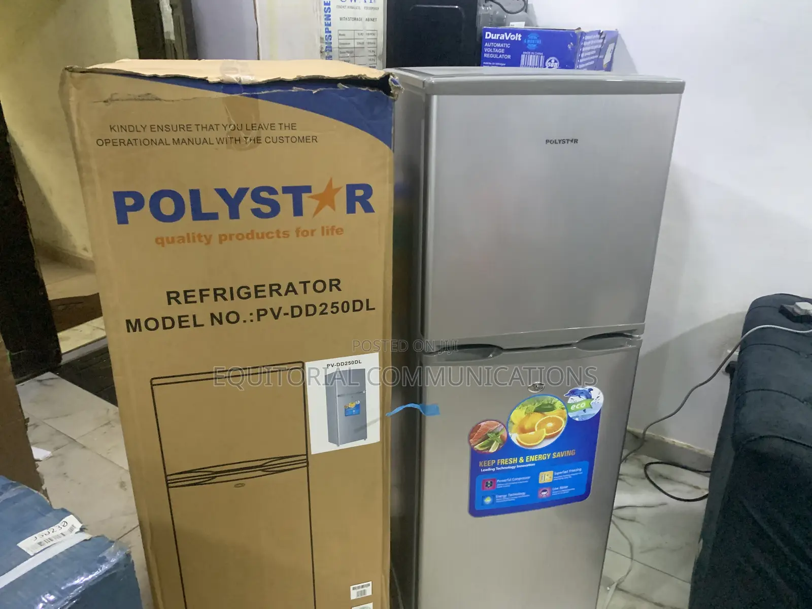 Polystar 250L Double Door Refrigerator - PV-DD250DL