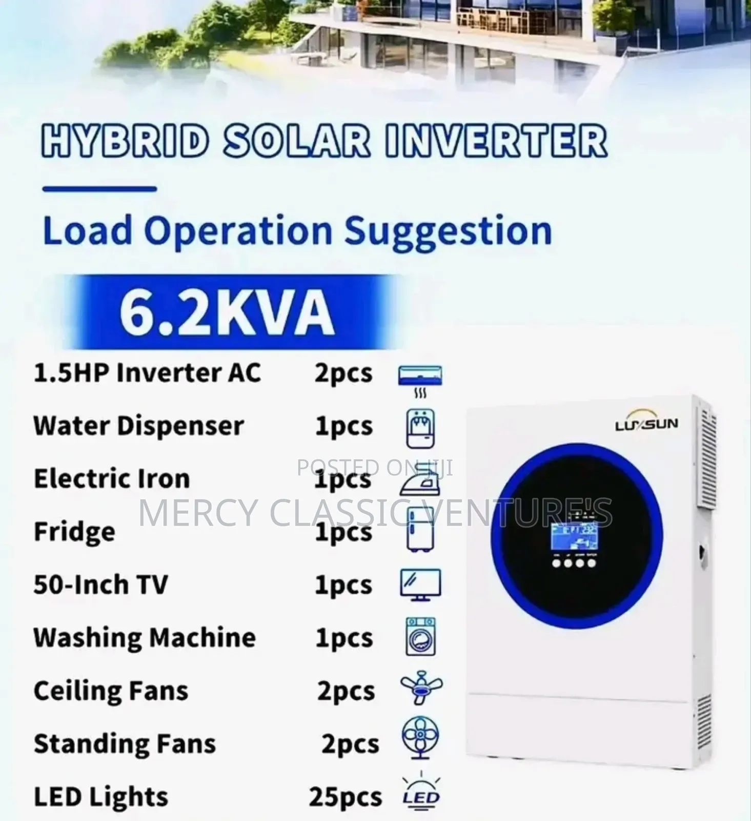 Luxsun 6.2KVA Hybrid Solar Inverter