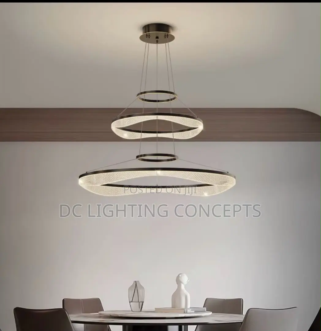 Modern Decorative Large Black Ring Villa Chandelier for Living Room