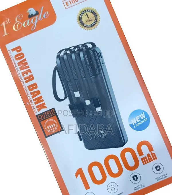 1st Eagle 10,000mah Capacity Power Bank 4-in-1 Cable Included
