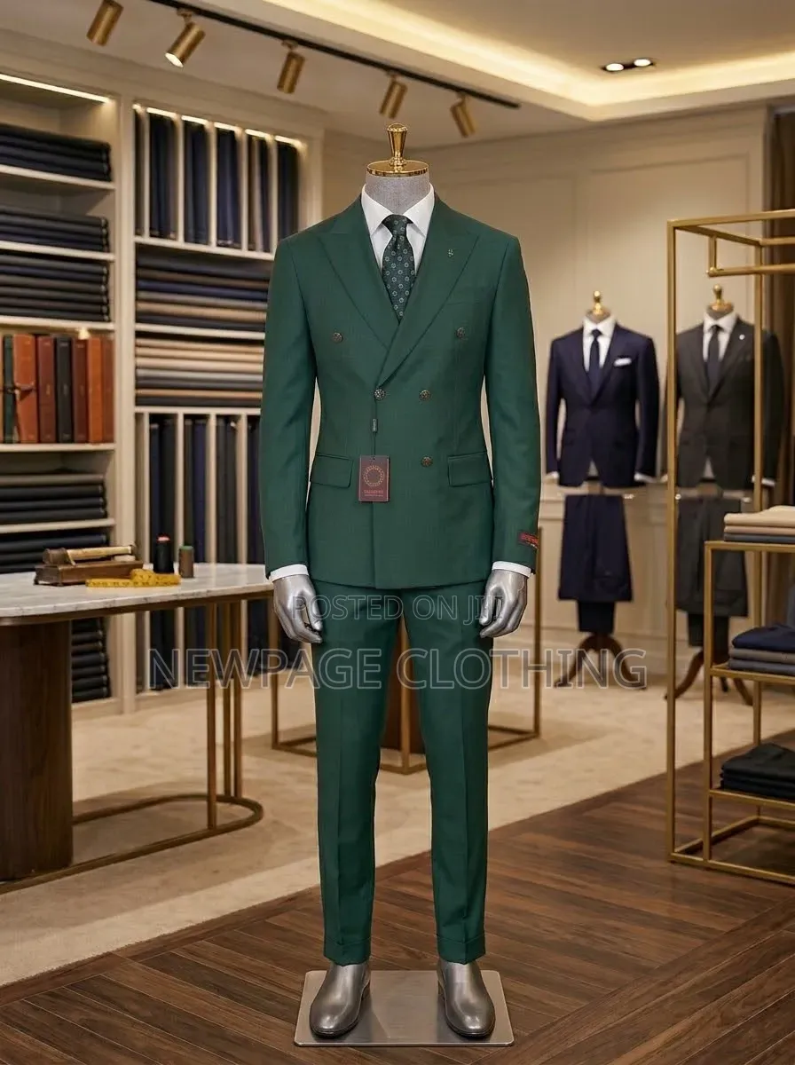 Groom Groomsmen Ready! Green Double-Breasted Blazer
