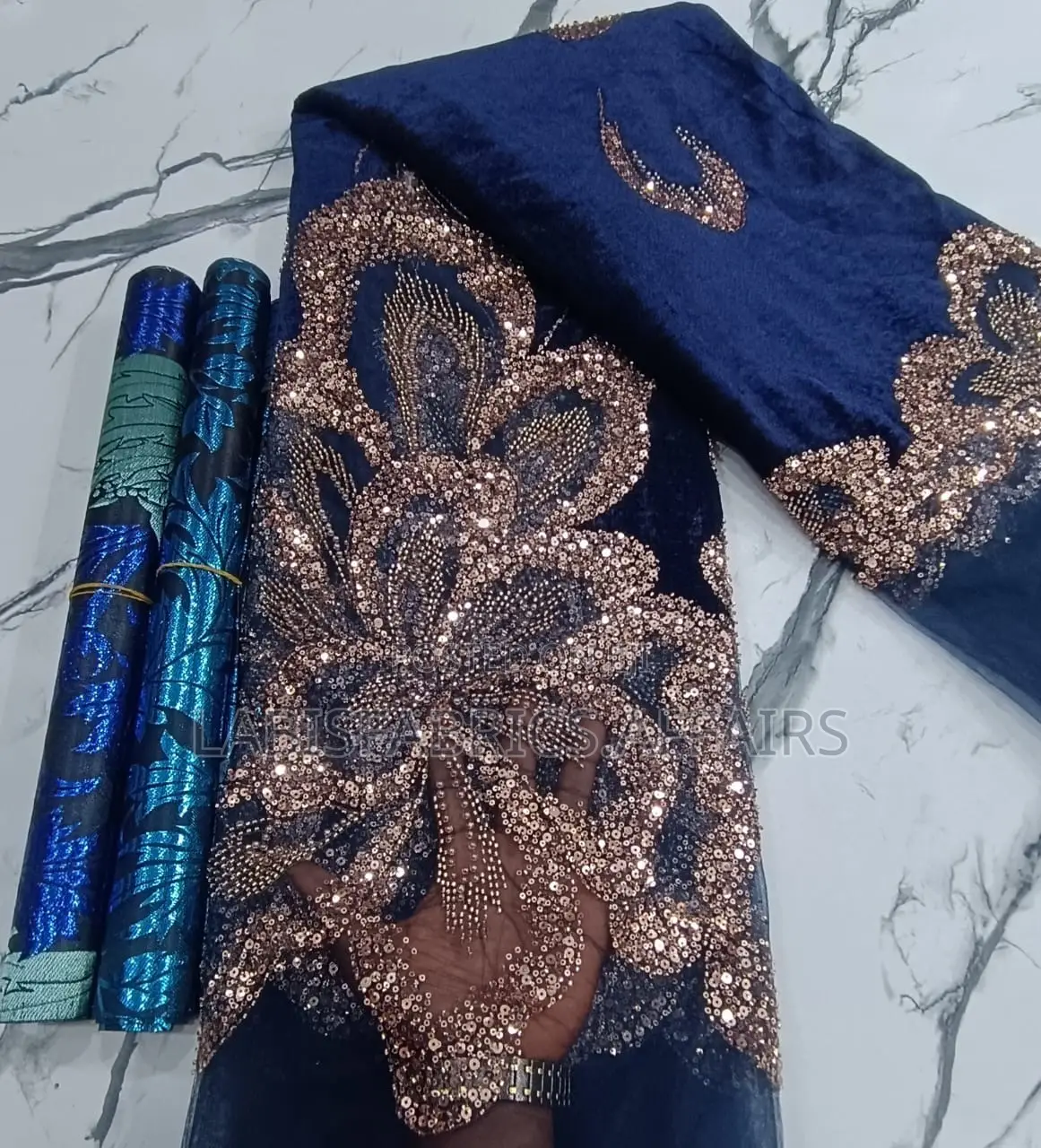 Luxurious Velvet Beaded Lace