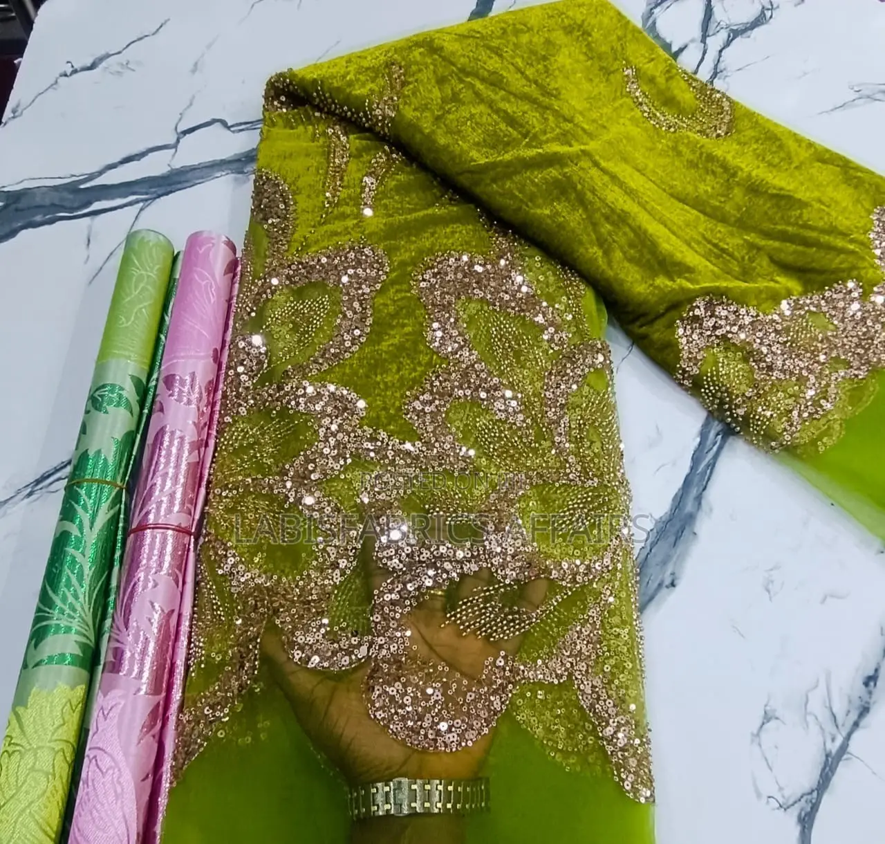 Luxurious Velvet Beaded Lace