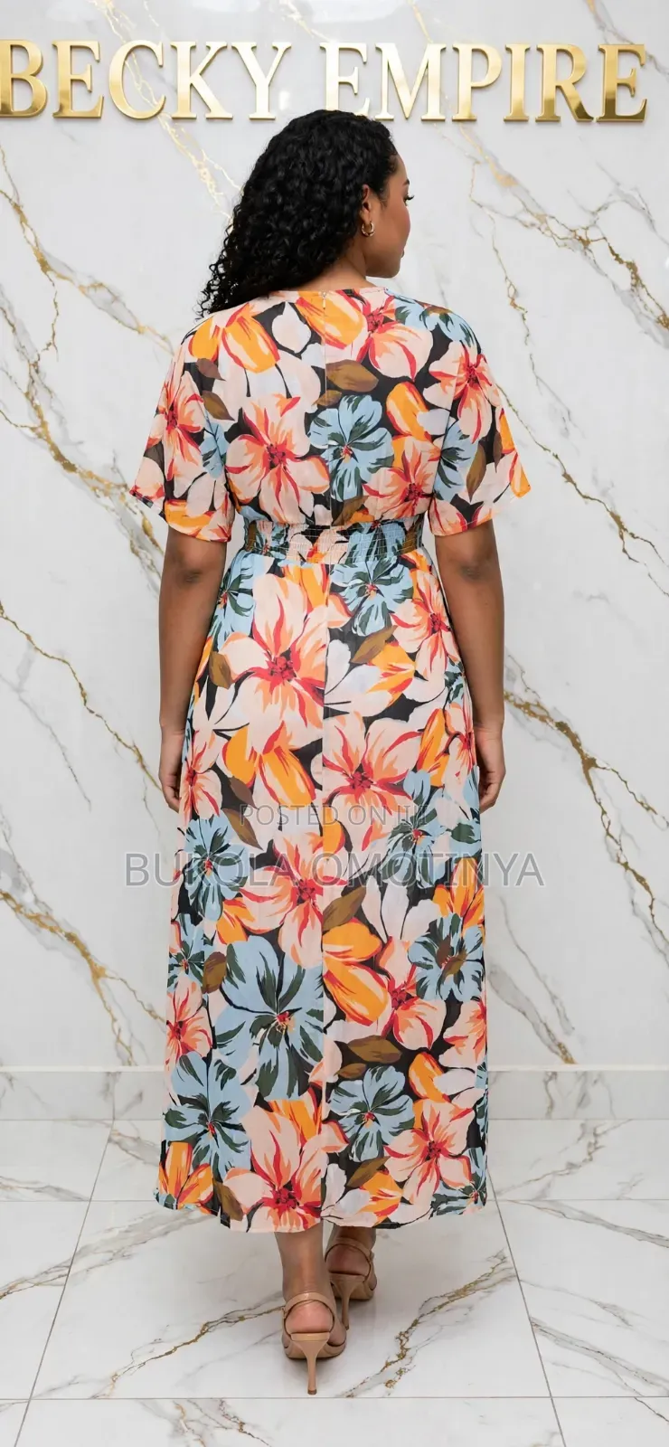 Colorful Floral Wrap v-Neck Maxi Dress