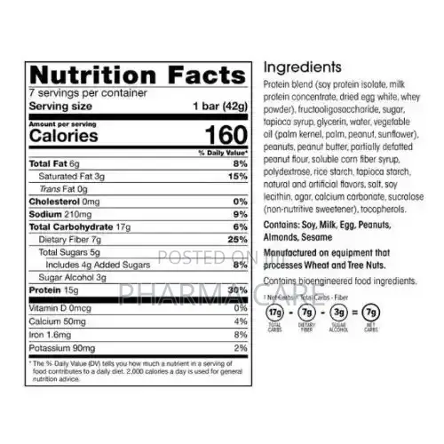 Protein Bars Fiber- Fluffy Vanilla Crisp - 7ct