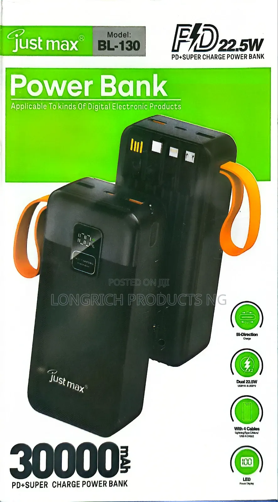 Just Max 30000mAh Power Bank – Fast Charger