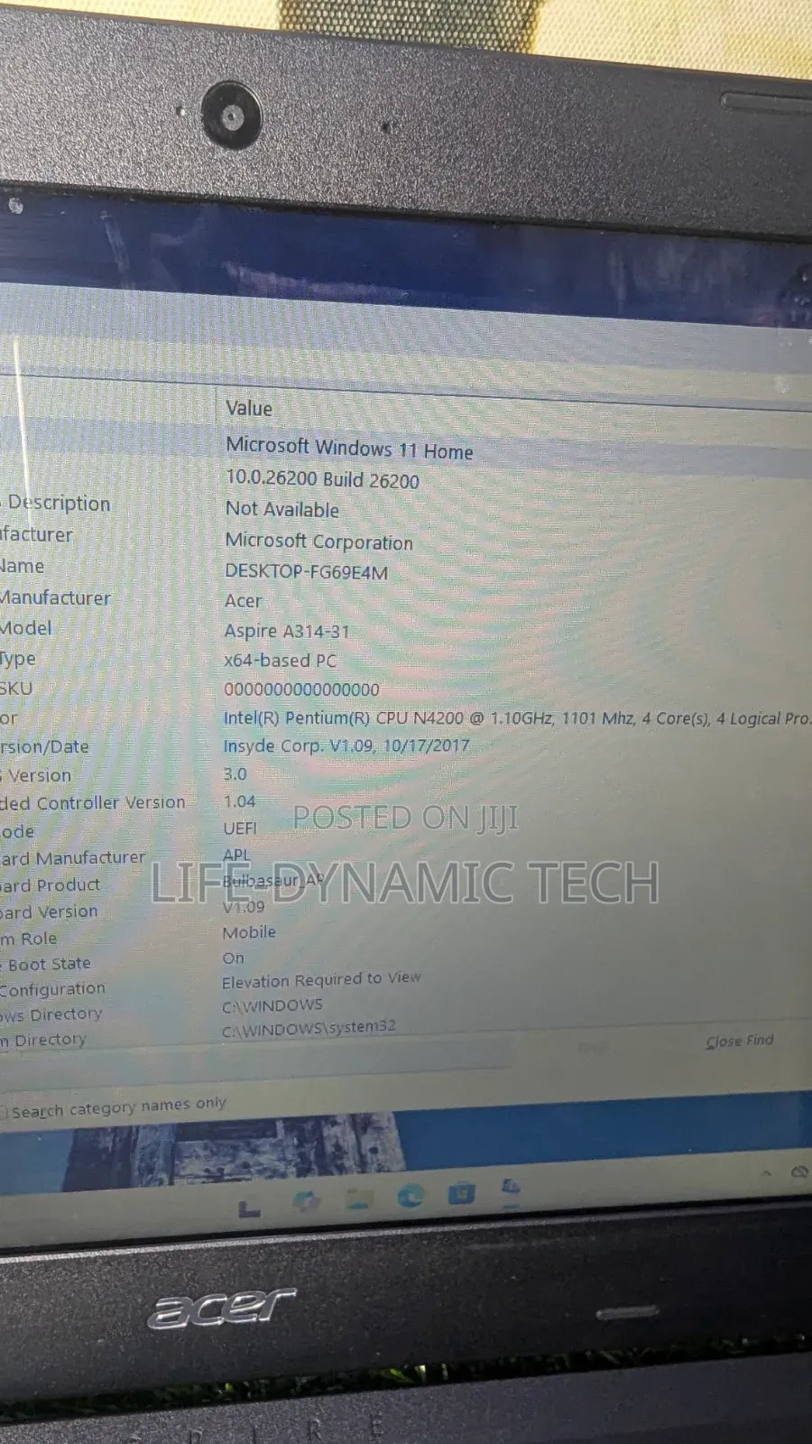 Laptop Acer Aspire A314 31 4GB Intel Pentium SSD 128GB