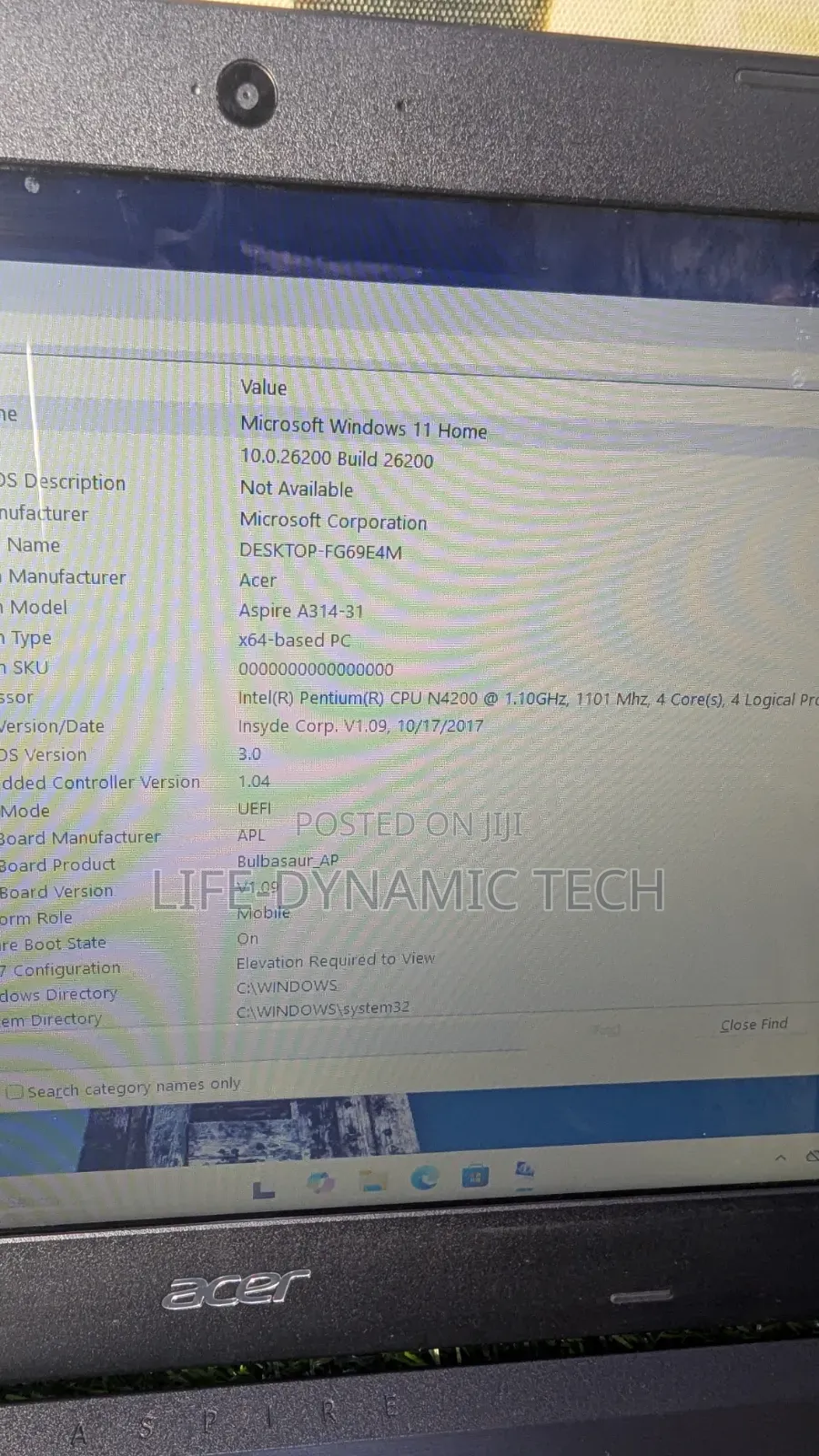 Laptop Acer Aspire A314 31 4GB Intel Pentium SSD 128GB