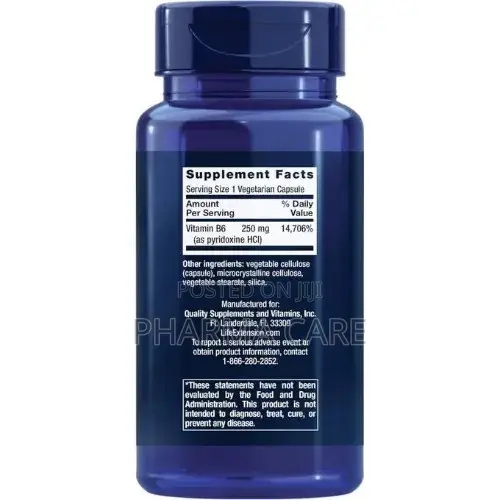 Vitamin B6 250 Mg- 100 Vegetarian Capsules Multi-Benefit Health