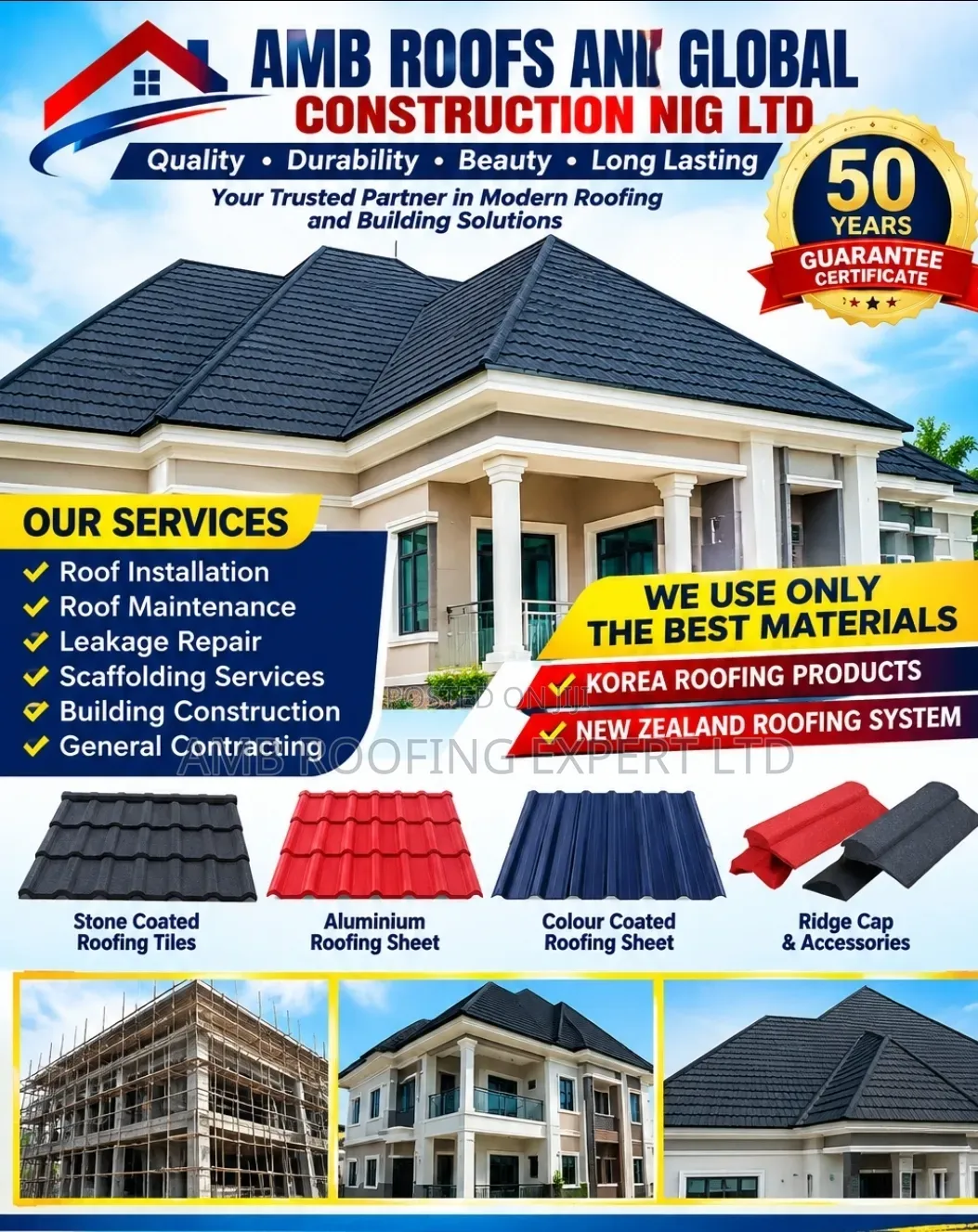 Stone Coated Amb Roofs and Global Construction Company