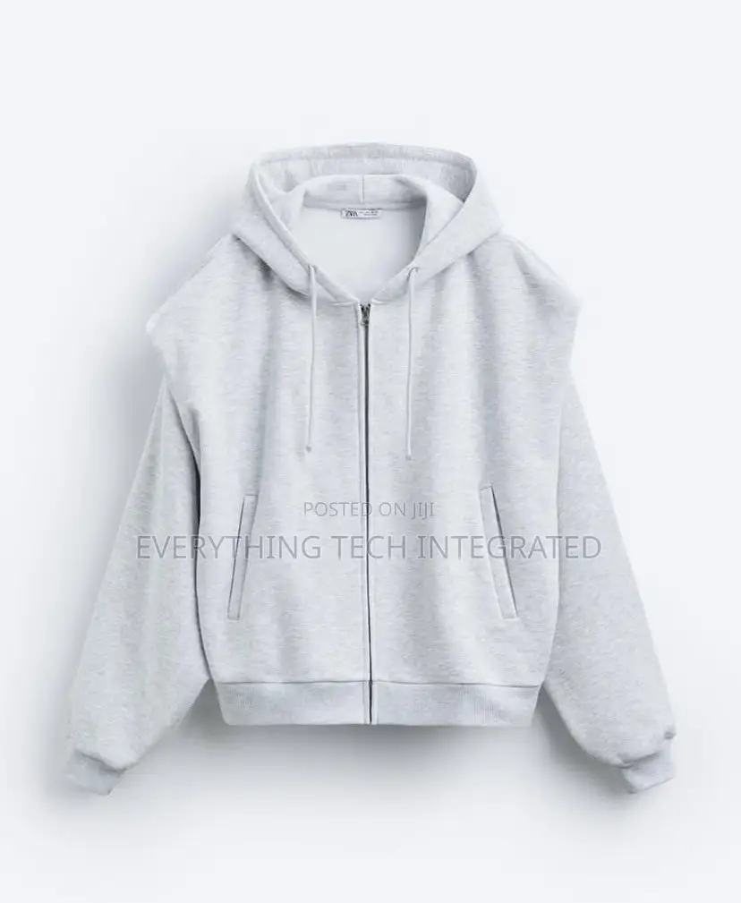 Grey Sleeveless Overlay Hoodie With Zipper Hoodie